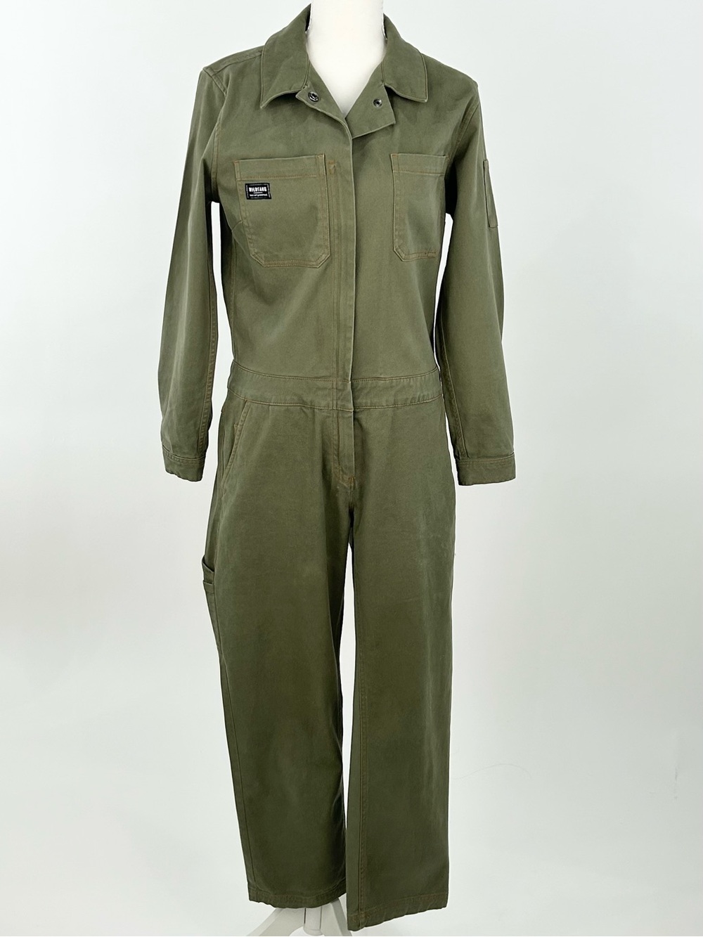 Wildfang Essential Coverall Small Olive Green Utility Workwear Jumpsuit